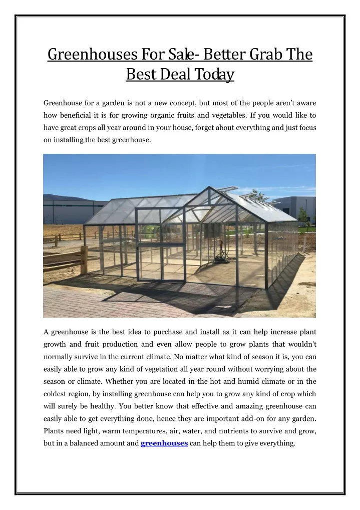 greenhouses for sale better grab the best deal