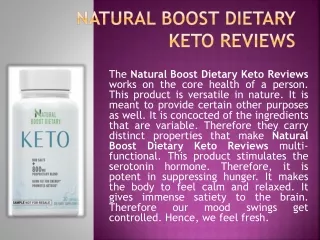 Natural Boost Dietary Keto Reviews