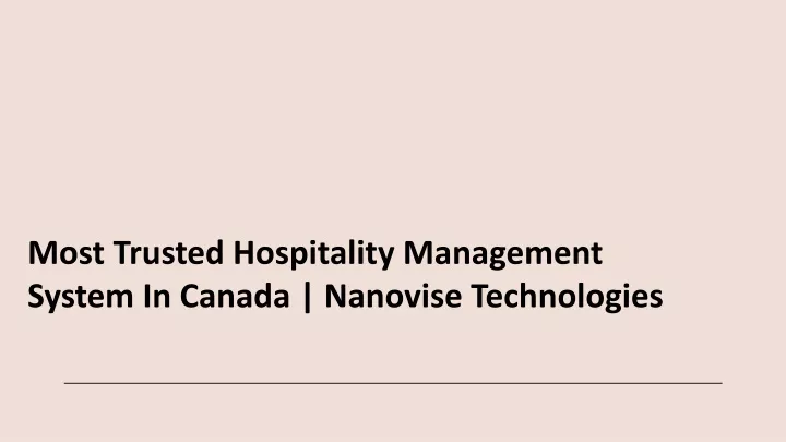 most trusted hospitality management system