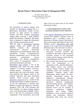 recent master s dissertation topics