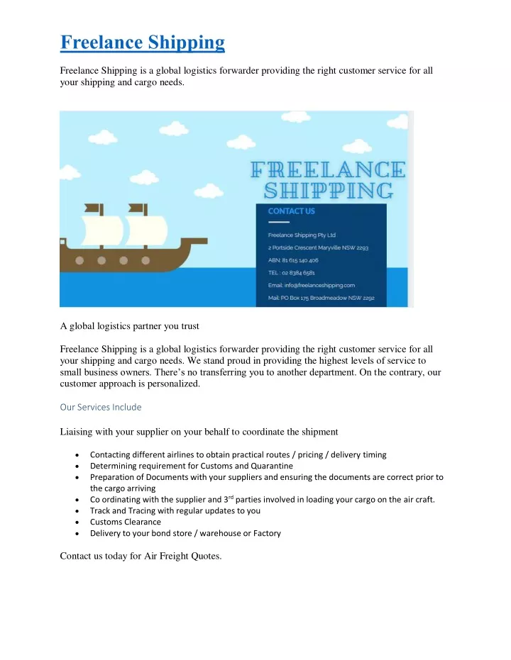 freelance shipping