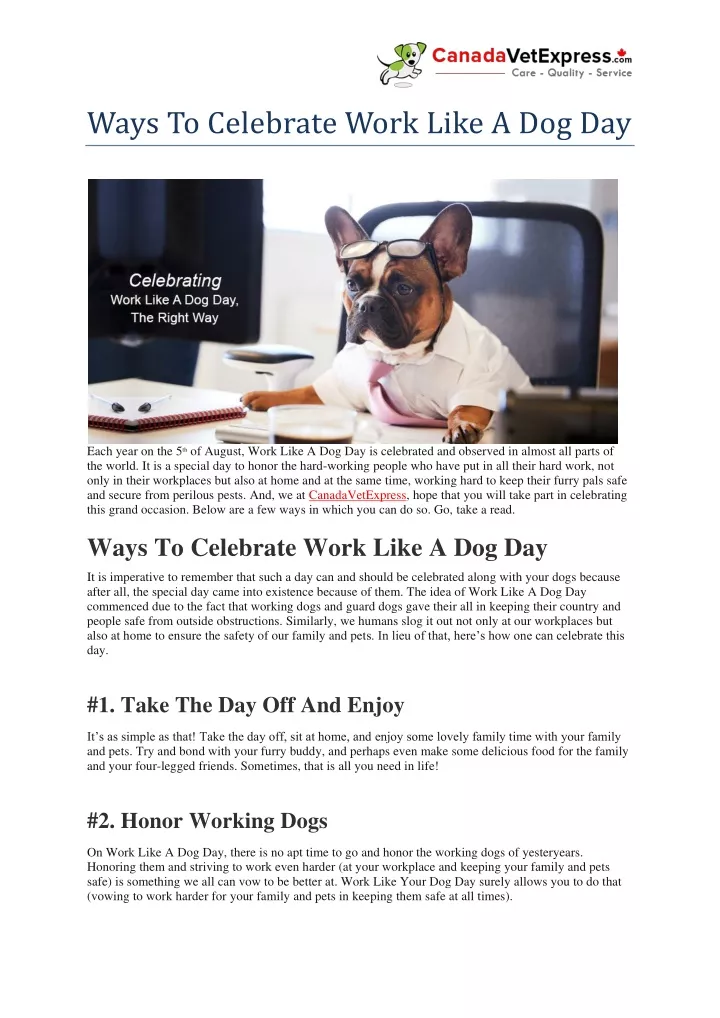 ways to celebrate work like a dog day