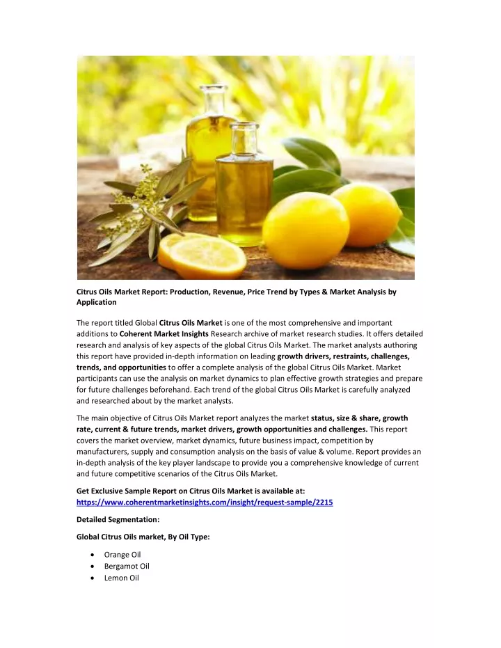 citrus oils market report production revenue