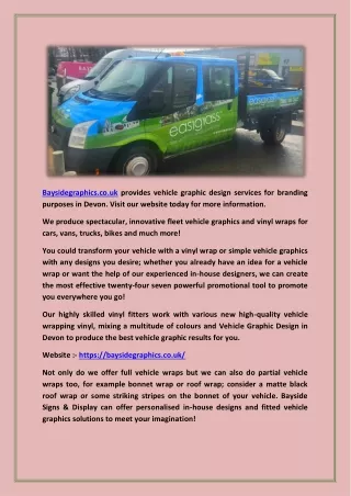 baysidegraphics co uk provides vehicle graphic