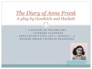 The Diary of Anne Frank; A play by Goodrich and Hackett