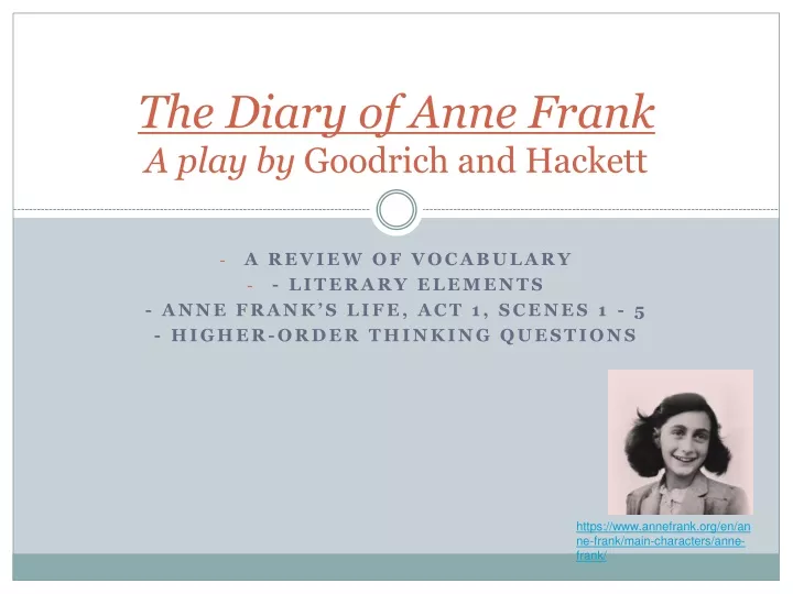 the diary of anne frank a play by goodrich and hackett