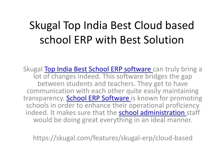 skugal top india best cloud based school erp with best solution