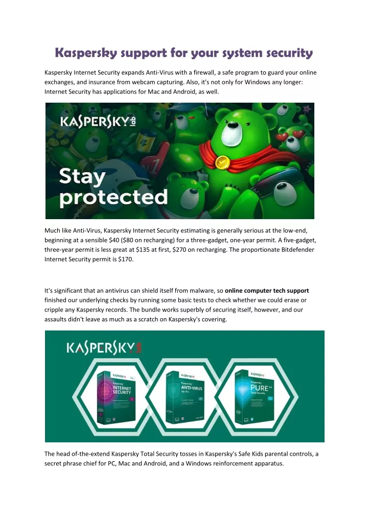 kaspersky support for your system security