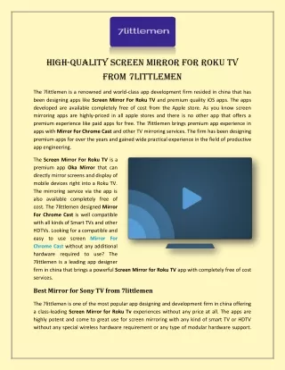 High-Quality Screen Mirror for Roku TV from 7littlemen