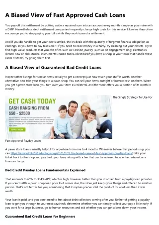 The Basic Principles Of Bad Credit Fast Payday Loans