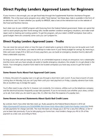 More About Fast Approval Payday Loans