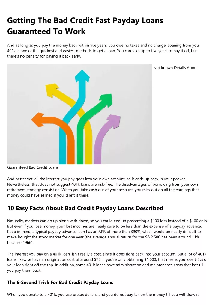 getting the bad credit fast payday loans