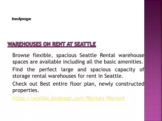 Warehouses on rent at Seattle