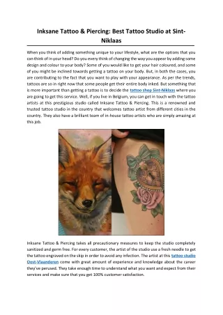 Inksane Tattoo & Piercing: Best Tattoo Studio at Sint-Niklaas
