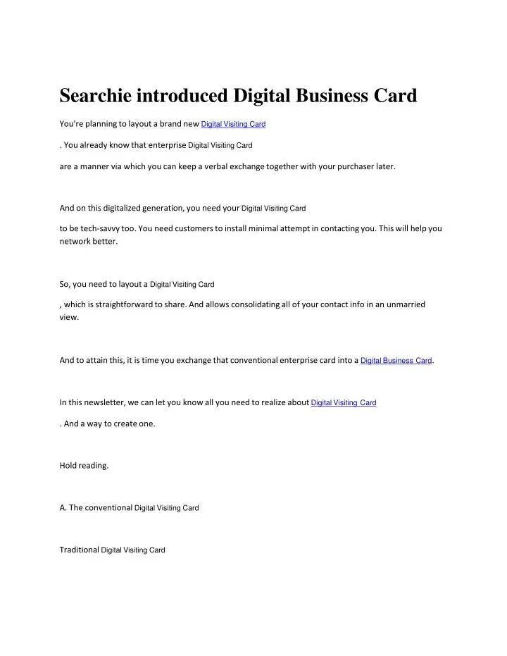 searchie introduced digital business card