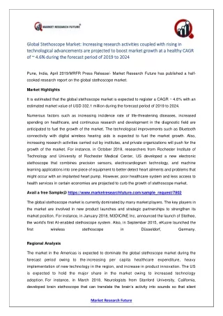 global stethoscope market increasing research