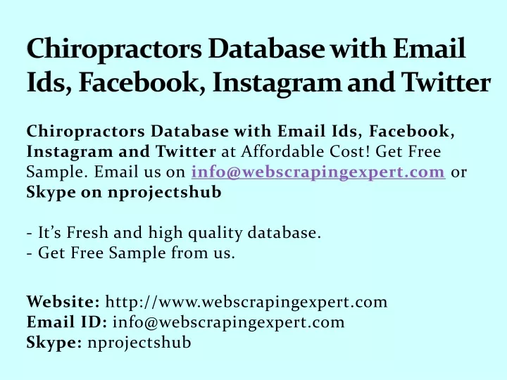 chiropractors database with email ids facebook instagram and twitter