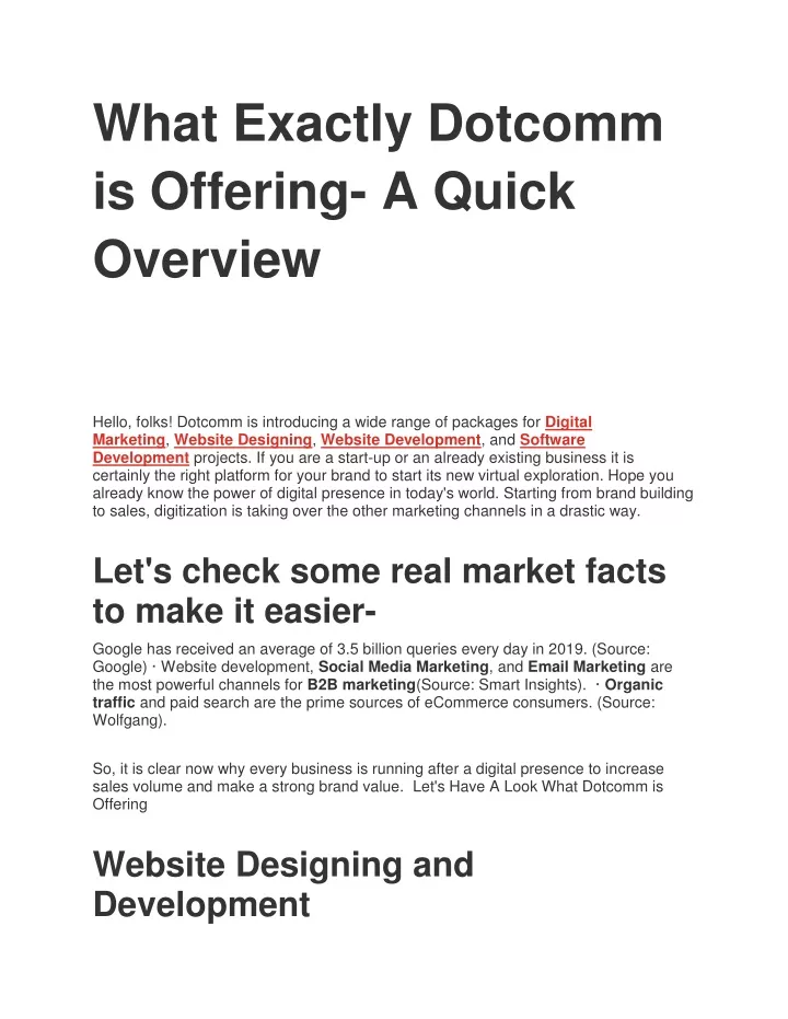 what exactly dotcomm is offering a quick overview