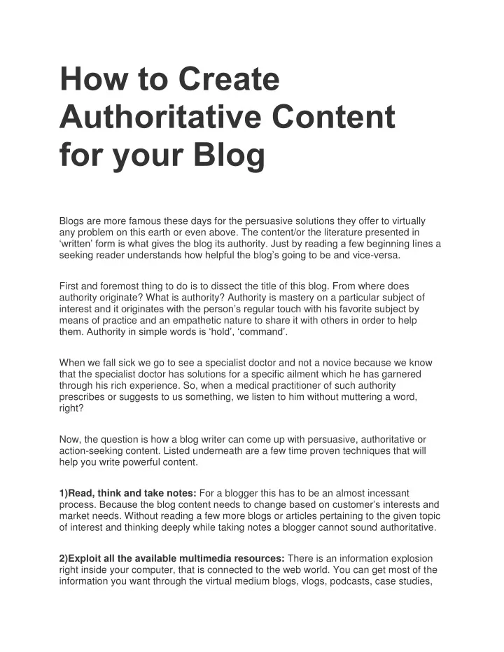 how to create authoritative content for your blog
