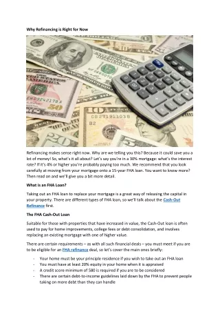 why refinancing is right for now