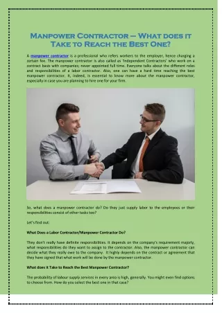 manpower contractor manpower contractor what does