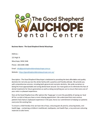 The Good Shepherd Dental Wauchope