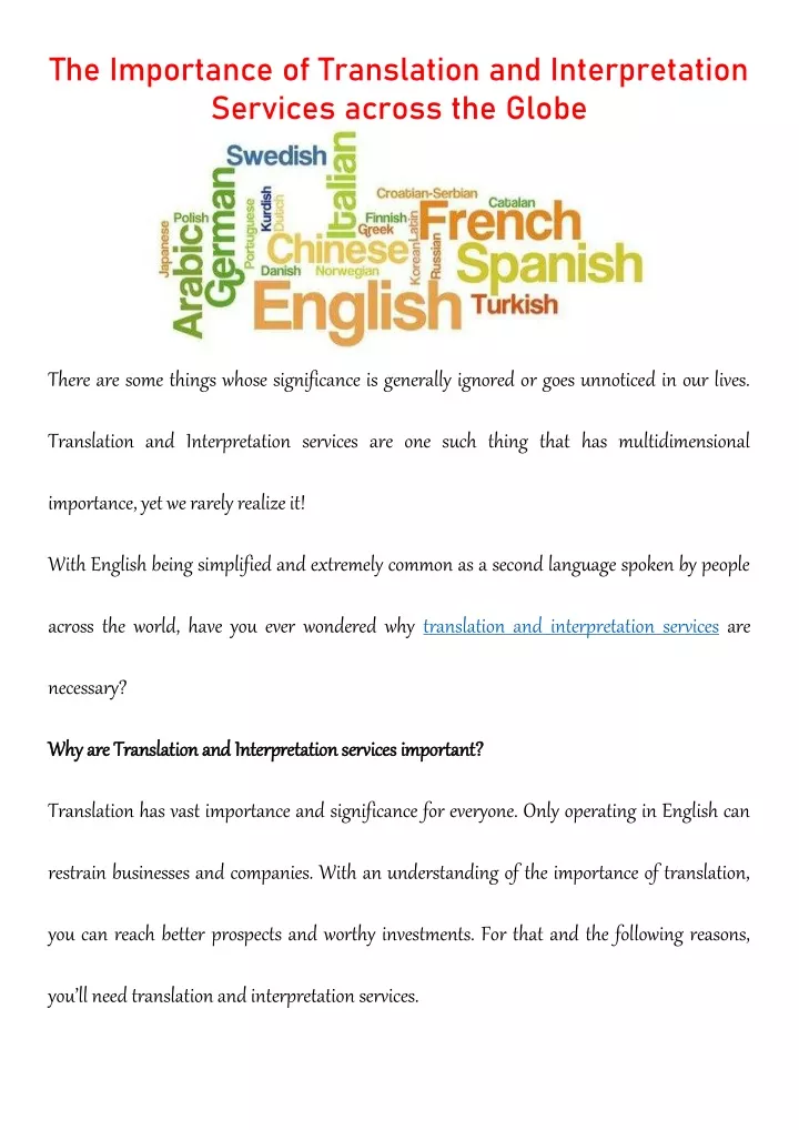 the importance of translation and interpretation
