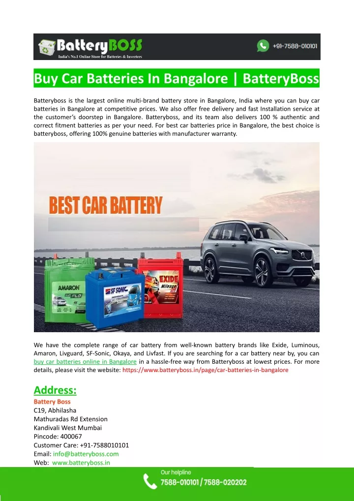 buy car batteries in bangalore batteryboss