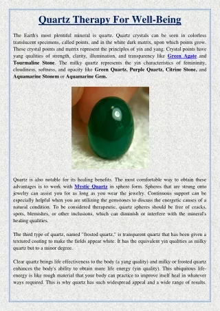 quartz therapy for well being