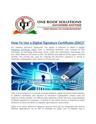 how to use a digital signature certificate dsc