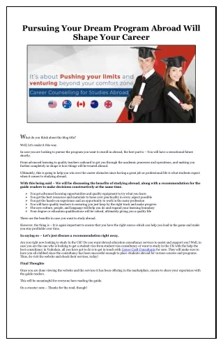 pursuing your dream program abroad will shape