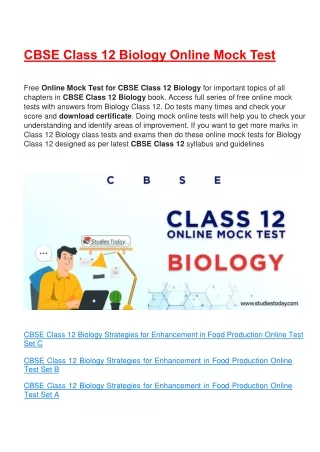 cbse class 12 biology online mock test