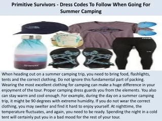 primitive survivors dress codes to follow when going for summer camping