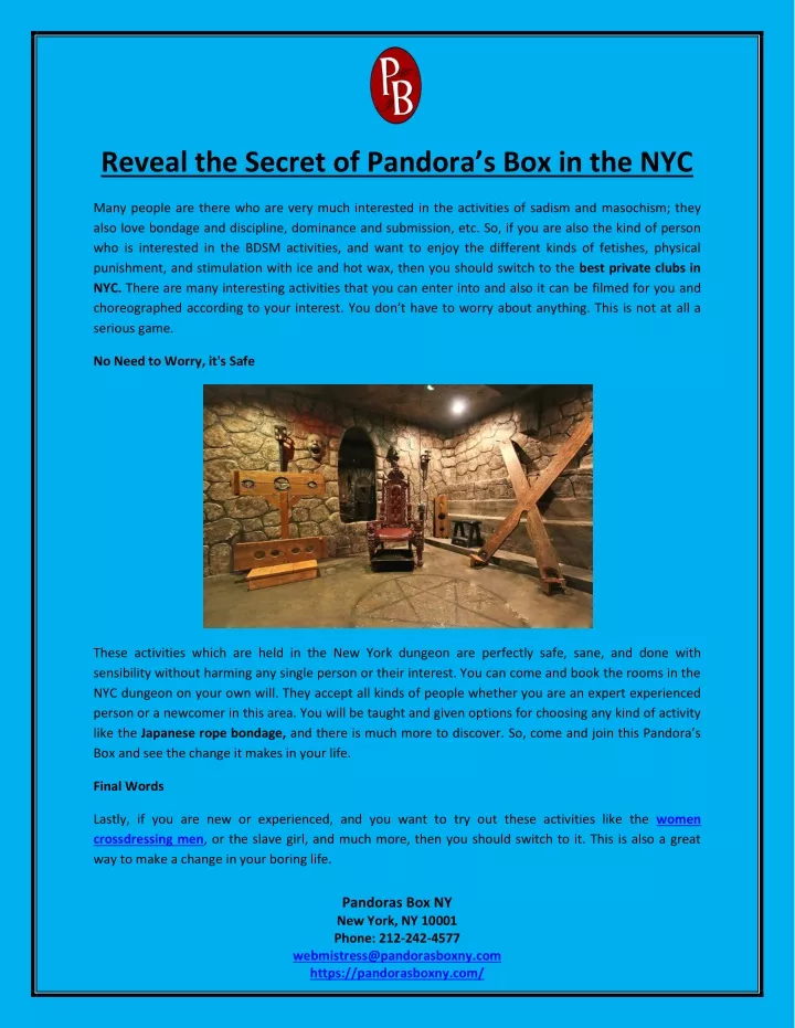 reveal the secret of pandora s box in the nyc