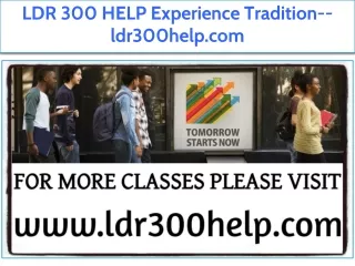LDR 300 HELP Experience Tradition--ldr300help.com