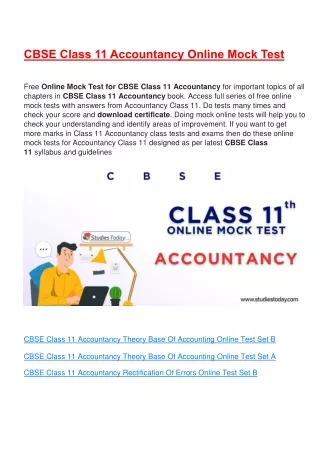 cbse class 11 accountancy online mock test