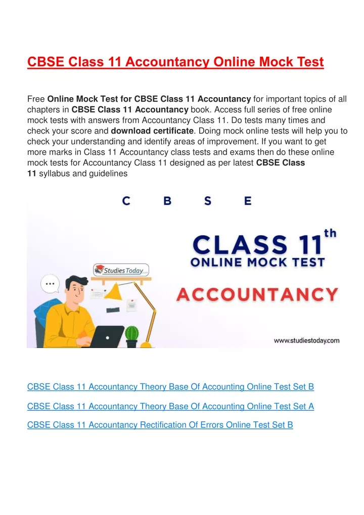 cbse class 11 accountancy online mock test