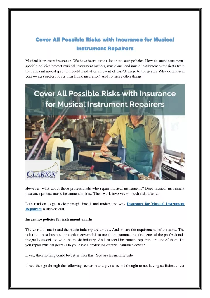 cover all possible risks with insurance