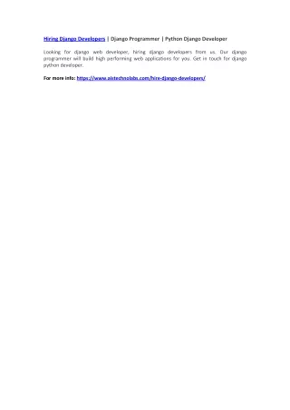 hiring django developers django programmer python