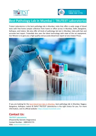 best pathology lab in mumbai trutest laboratories