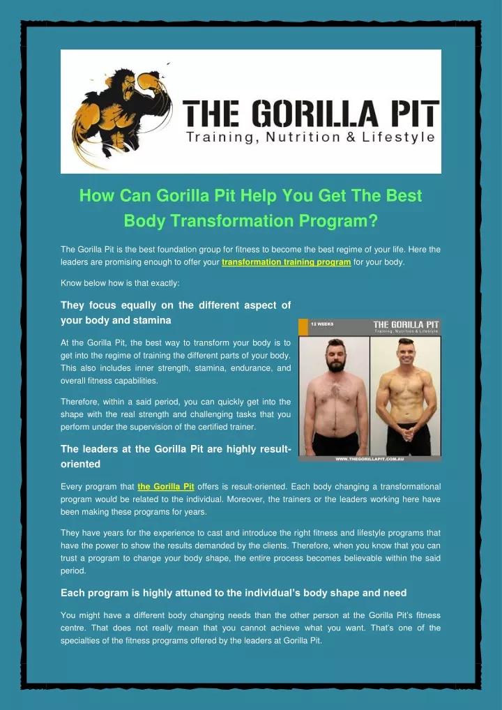 how can gorilla pit help you get the best body