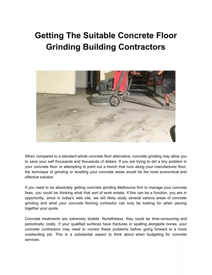 getting the suitable concrete floor grinding
