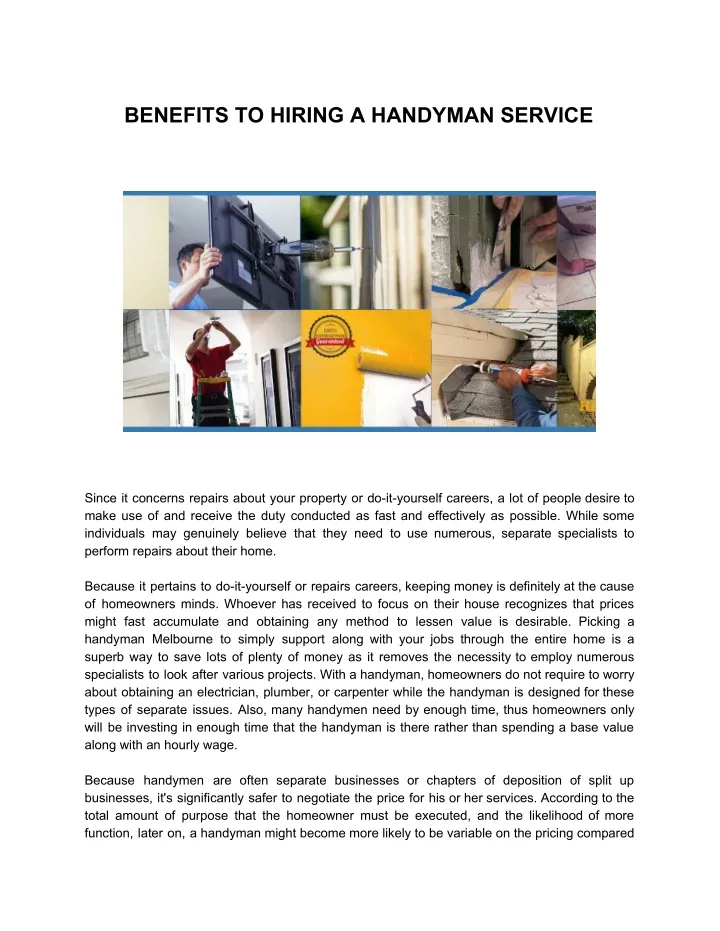 benefits to hiring a handyman service