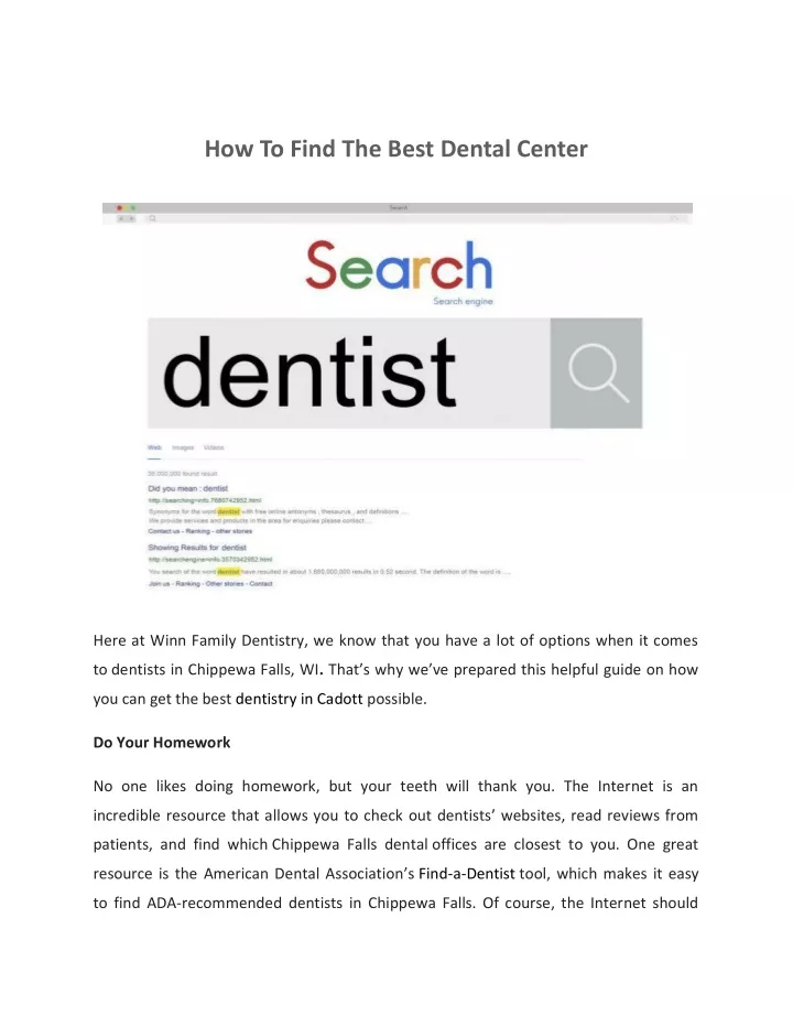 how to find the best dental center