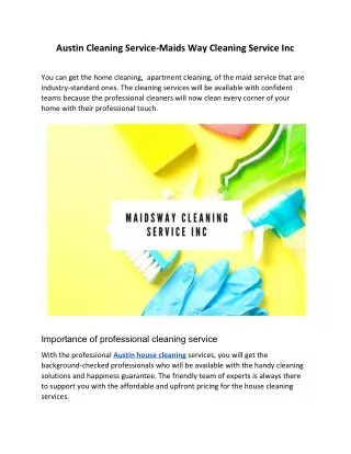 Austin House Cleaning  - Maidsway Cleaning Service Inc