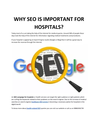 WHY SEO IS IMPORTANT FOR HOSPITALS?