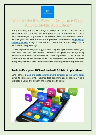 What are the Best Ways to Design an iOS and Android Mobile Application?