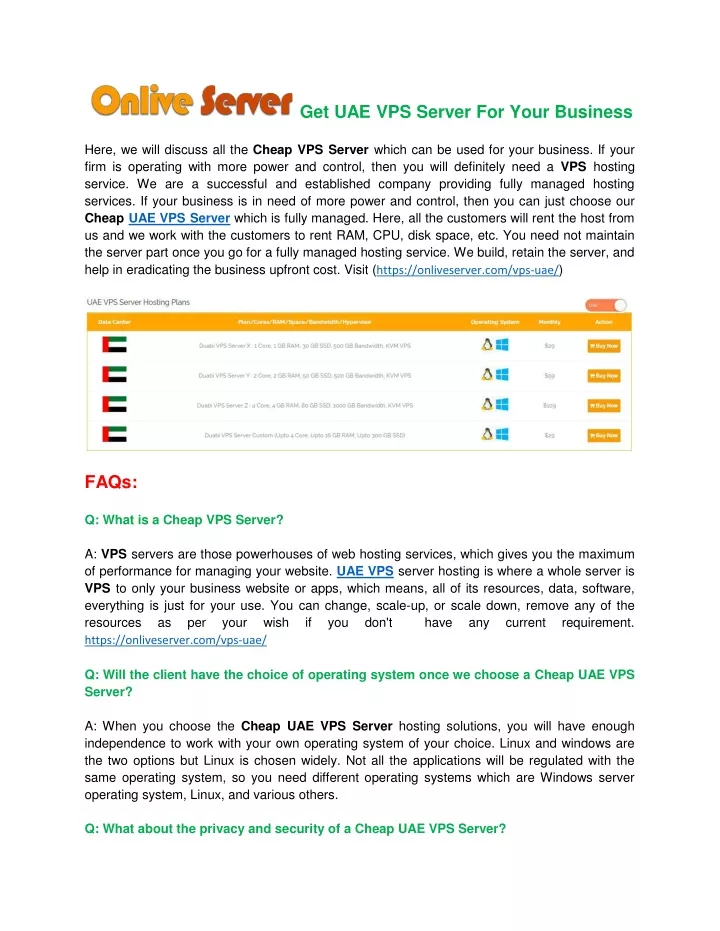 get uae vps server for your business