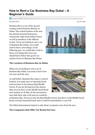 How to Rent a Car Business Bay Dubai – A Beginner’s Guide