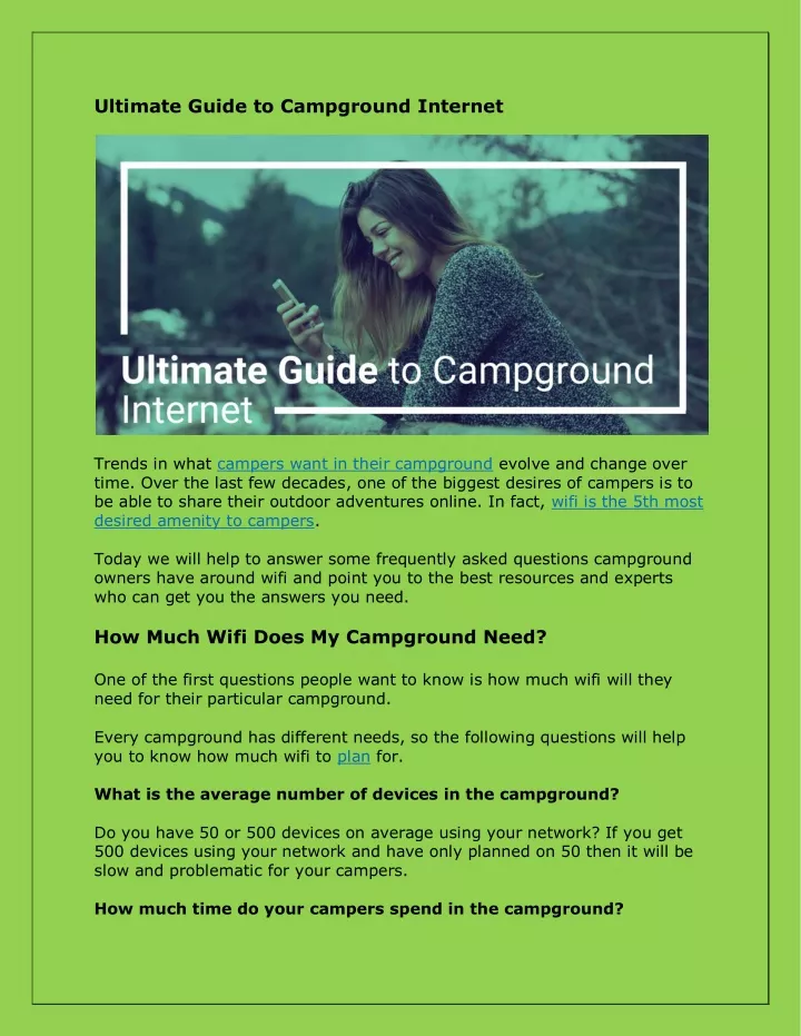 ultimate guide to campground internet